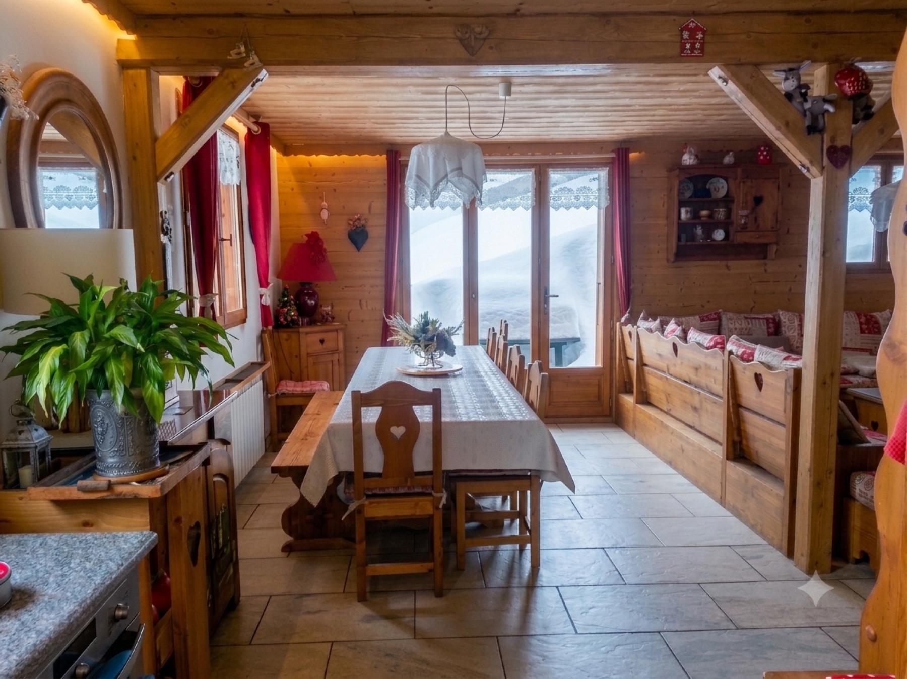 Salon chaleureux du Chalet Cristal